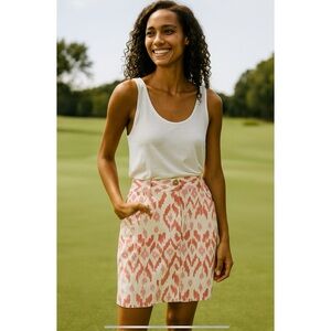 J MCLAUGHLIN IKAT GEOMETRIC SKIRT COTTON BLD CLASSIC PREPPY BOHO COASTAL CHIC 2